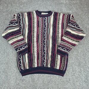 Vintage Cotton Traders Coogi Style Sweater Mens XL Multicolor 3D Textured Knit